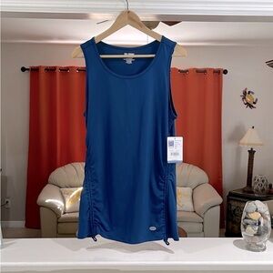 Reel Legends Estate Blue Women’s Activewear Solid Scoop Neck Ruched Tank Size L